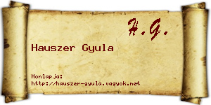 Hauszer Gyula névjegykártya